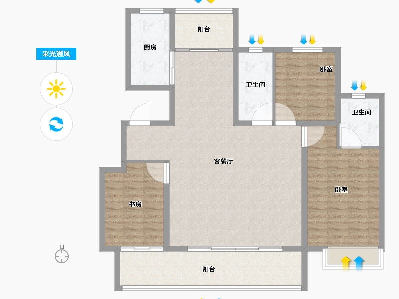 山东省-临沂市-儒辰璟宸御园-121.01-户型库-采光通风