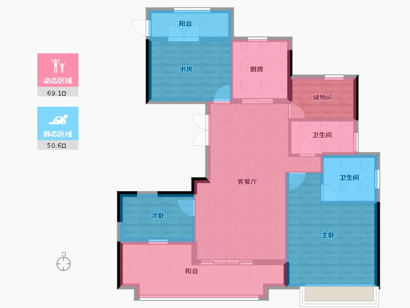 浙江省-温州市-合景天玺-108.00-户型库-动静分区