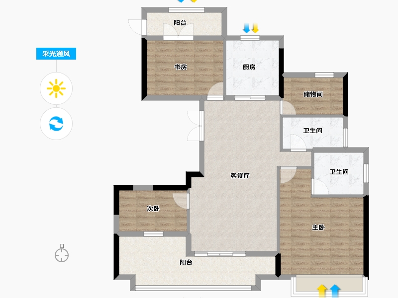 浙江省-温州市-合景天玺-108.00-户型库-采光通风