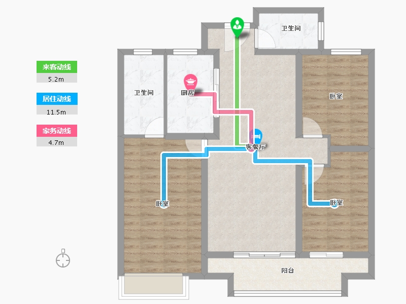 山东省-临沂市-儒辰璟宸御园-94.44-户型库-动静线