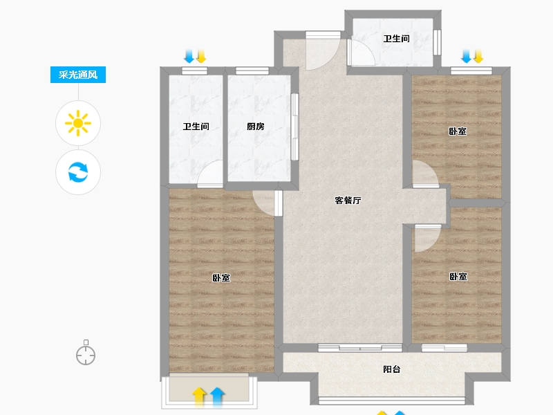 山东省-临沂市-儒辰璟宸御园-94.44-户型库-采光通风