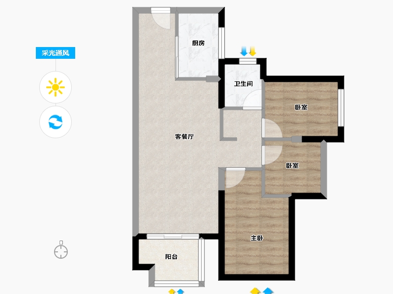 广东省-东莞市-珠江万科城-62.57-户型库-采光通风