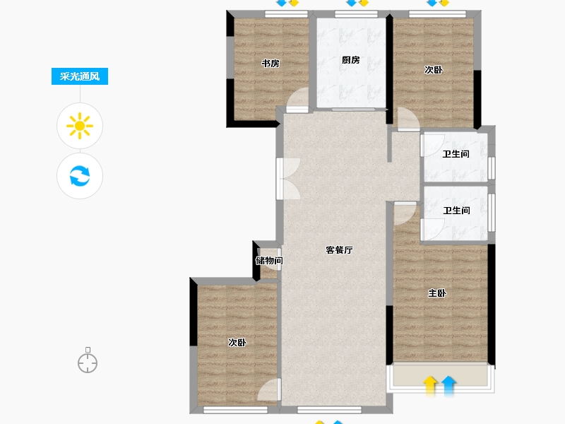 浙江省-温州市-国鸿柏悦府-102.40-户型库-采光通风