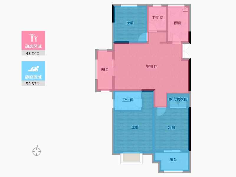 浙江省-绍兴市-大族阿里山庄-87.64-户型库-动静分区