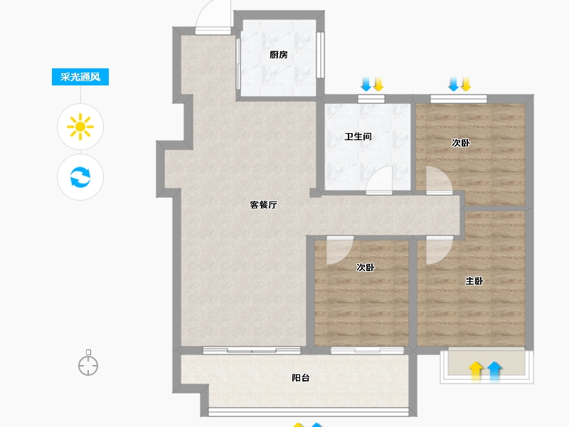 山东省-临沂市-融创·未来壹号-87.84-户型库-采光通风