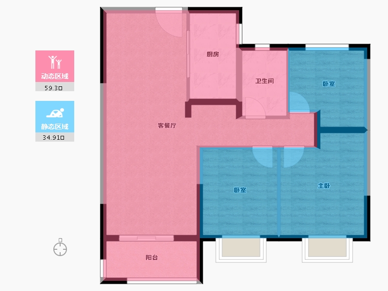 湖北省-武汉市-中建锦绣楚城-84.80-户型库-动静分区