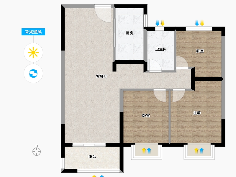 湖北省-武汉市-中建锦绣楚城-84.80-户型库-采光通风