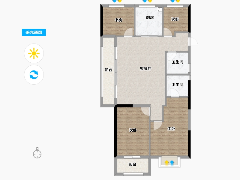 浙江省-绍兴市-碧桂园棠樾府-100.26-户型库-采光通风