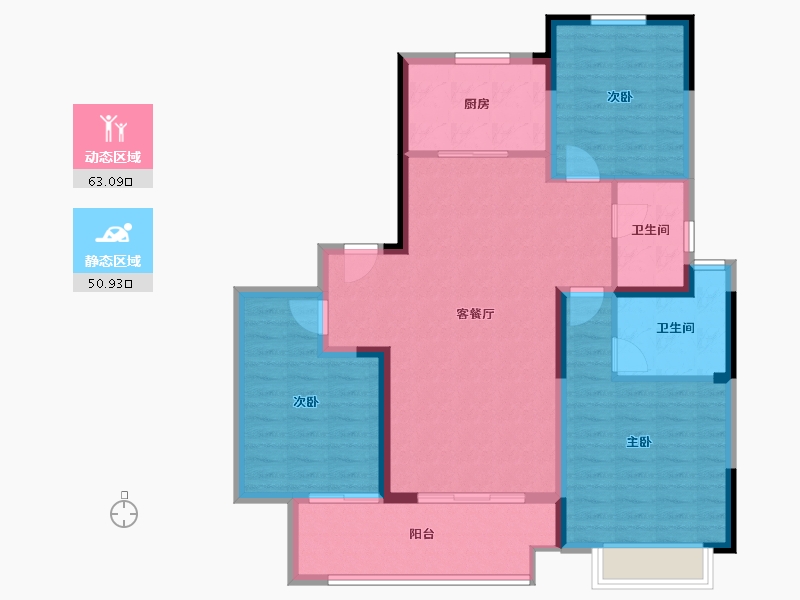 江苏省-无锡市-悦湖观邸-102.87-户型库-动静分区