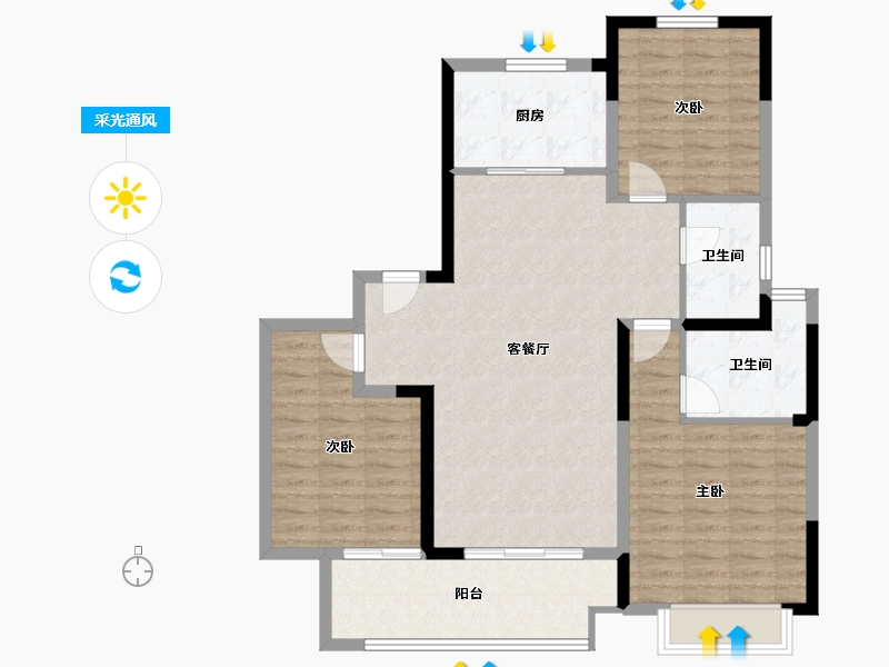 江苏省-无锡市-悦湖观邸-102.87-户型库-采光通风