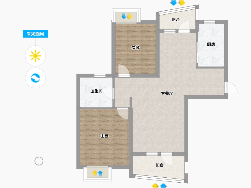 湖北省-武汉市-恋湖家园滨湖区二期-75.66-户型库-采光通风