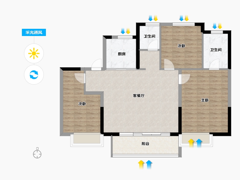 江苏省-无锡市-绿地四季印象-94.77-户型库-采光通风