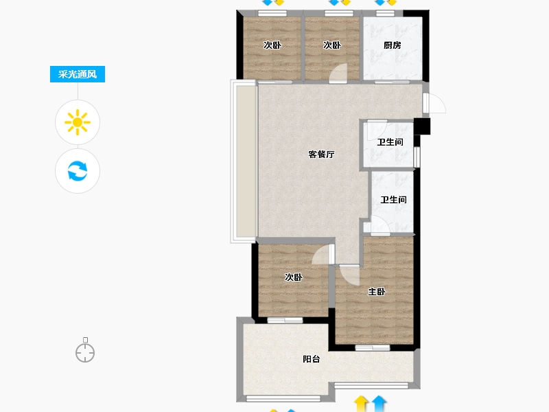 浙江省-温州市-未来城壹号-88.66-户型库-采光通风