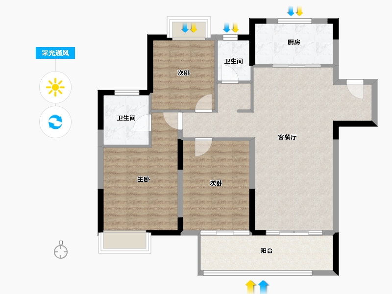 江苏省-无锡市-悦湖观邸-99.77-户型库-采光通风