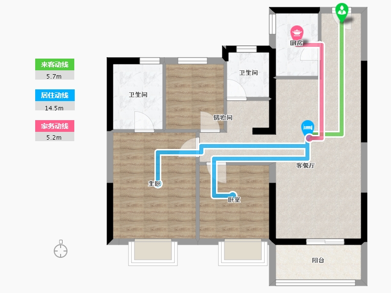 浙江省-温州市-温州恒大翡翠华庭-79.20-户型库-动静线