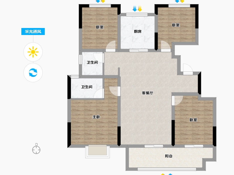 浙江省-绍兴市-振东虞悦府-109.68-户型库-采光通风