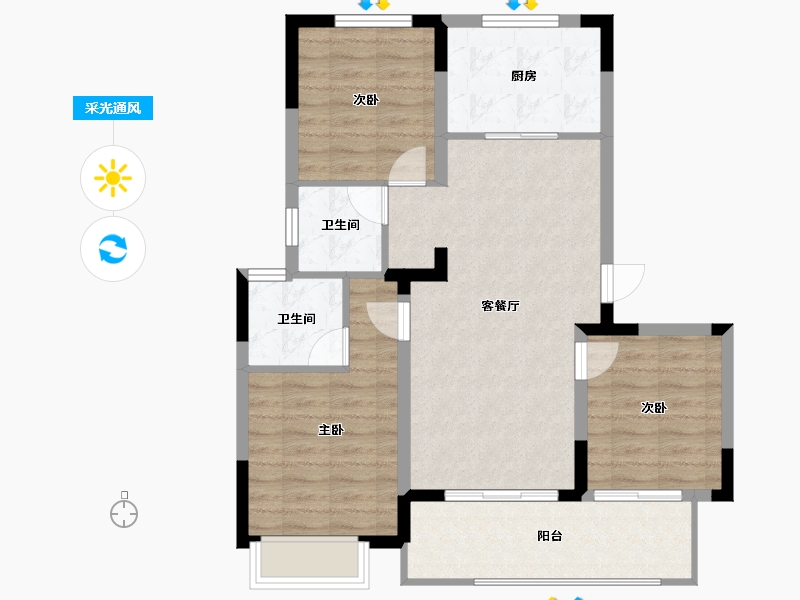 江苏省-无锡市-建溪朗诗御萃里-81.56-户型库-采光通风