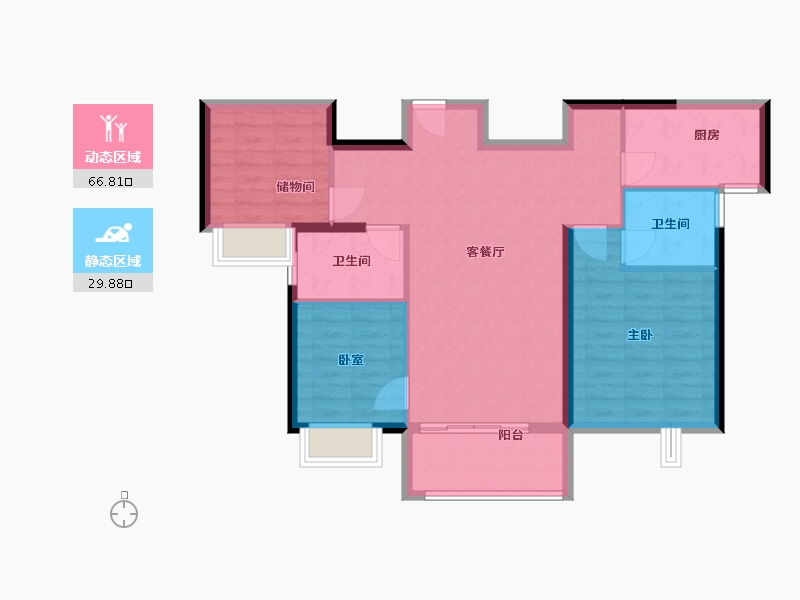 浙江省-温州市-温州恒大翡翠华庭-87.20-户型库-动静分区