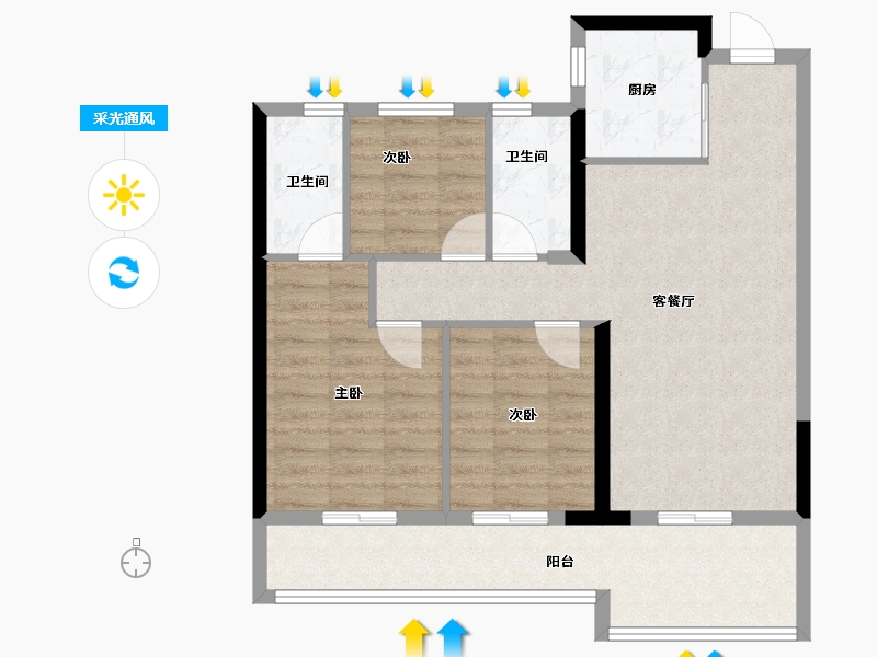 浙江省-温州市-未来城壹号-80.67-户型库-采光通风