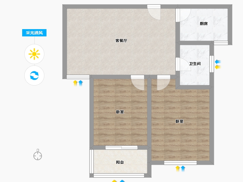 江苏省-无锡市-寺头家园-68.96-户型库-采光通风