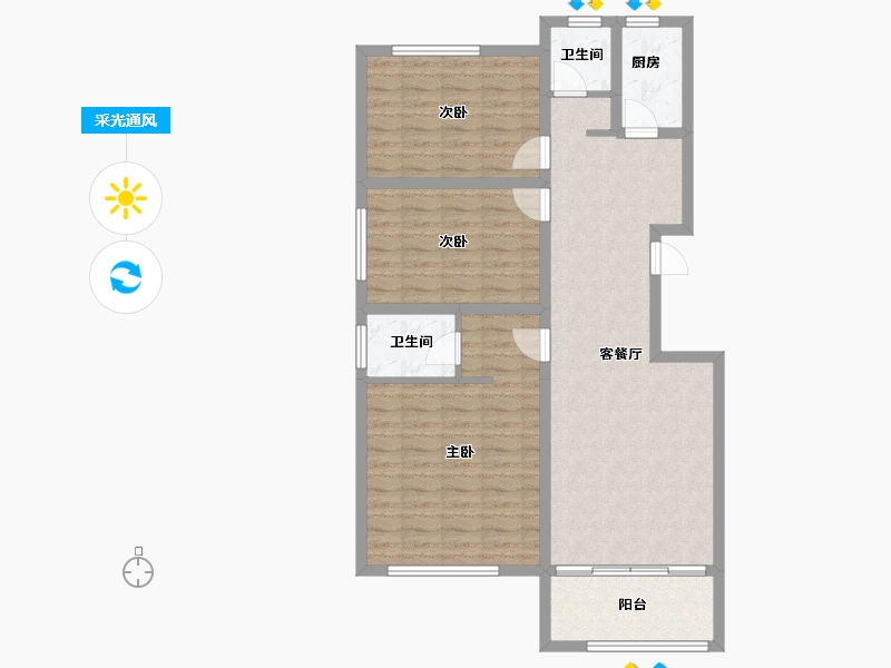 山东省-临沂市-迪尚华府-96.66-户型库-采光通风