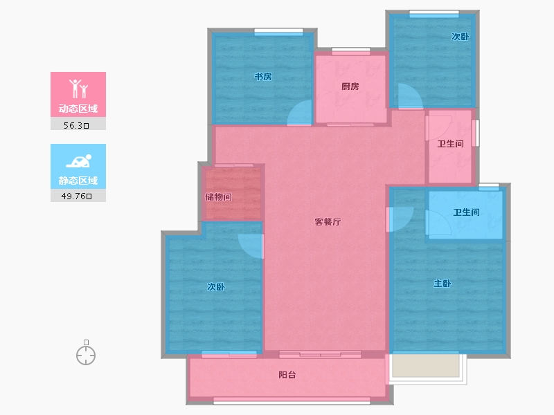 江苏省-无锡市-绿地四季印象-95.85-户型库-动静分区