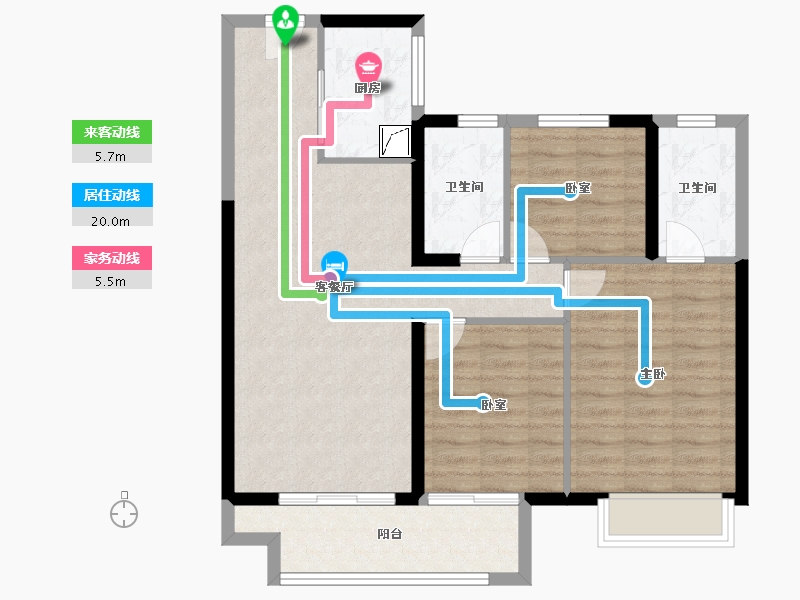 湖南省-长沙市-浏阳美的凤凰山-84.89-户型库-动静线