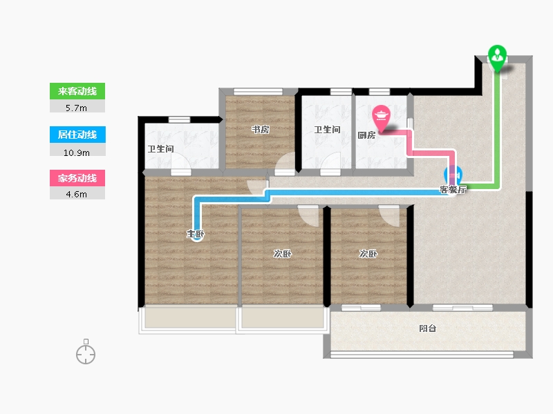 浙江省-温州市-龙湖坤和天境-111.20-户型库-动静线