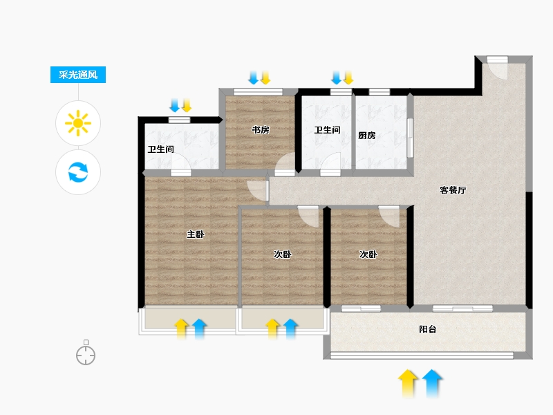 浙江省-温州市-龙湖坤和天境-111.20-户型库-采光通风