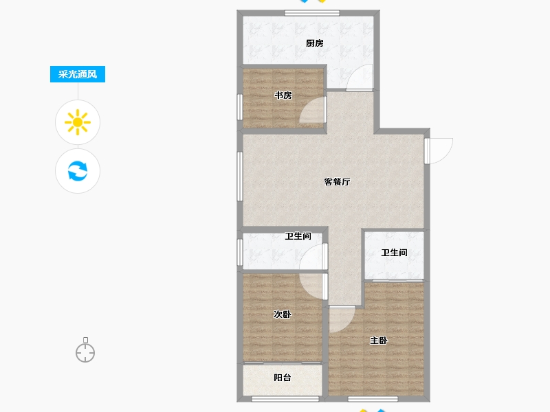 山东省-潍坊市-邦盛书香院-107.21-户型库-采光通风