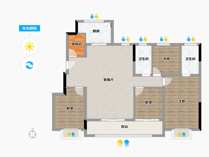 浙江省-绍兴市-江山和悦府-114.49-户型库-采光通风