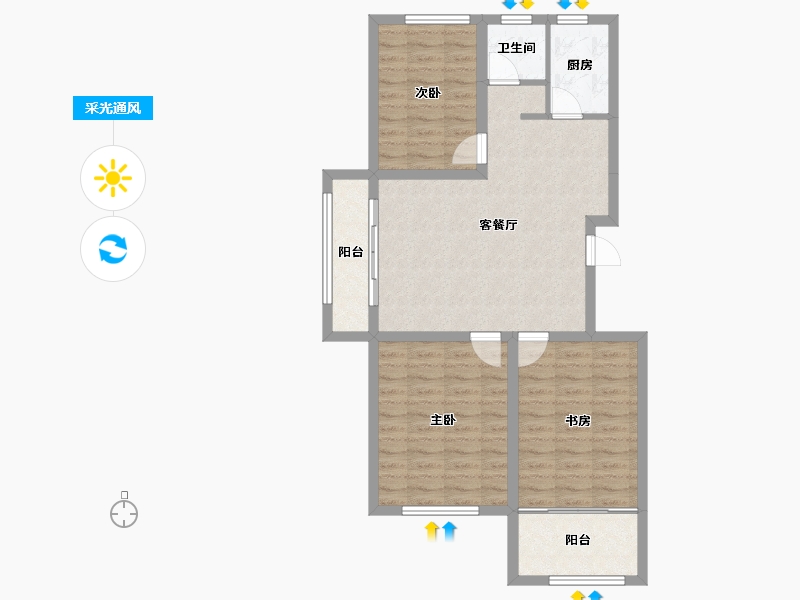 山东省-临沂市-迪尚华府-81.95-户型库-采光通风