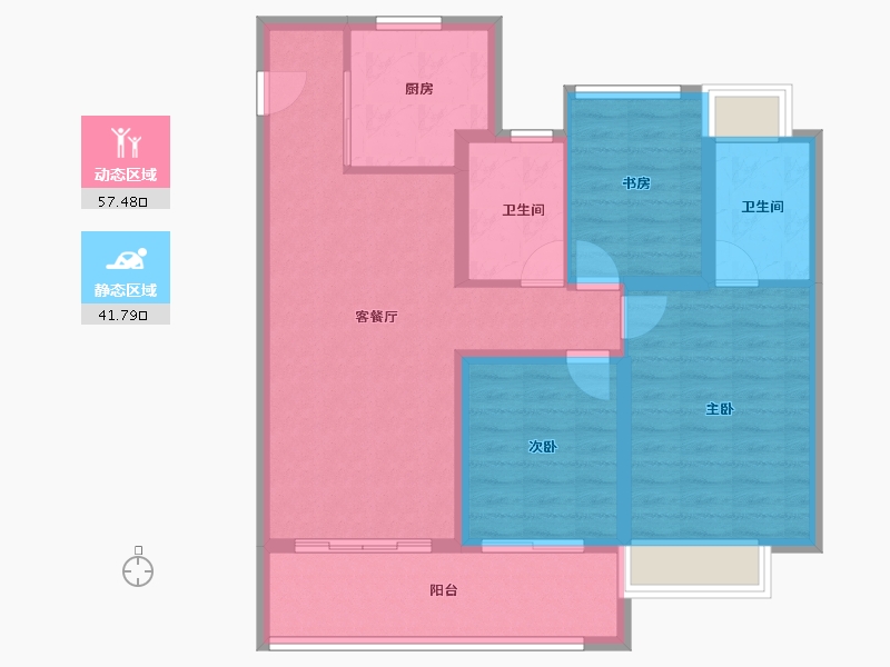 江苏省-无锡市-万科青藤公园-88.86-户型库-动静分区