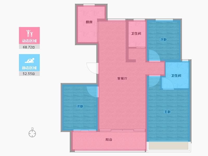 山东省-临沂市-恒弘城众望府-109.61-户型库-动静分区