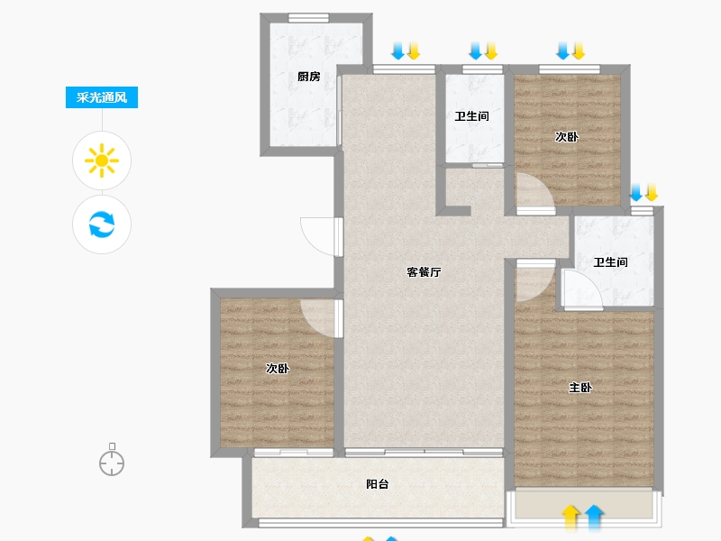 山东省-临沂市-恒弘城众望府-109.61-户型库-采光通风