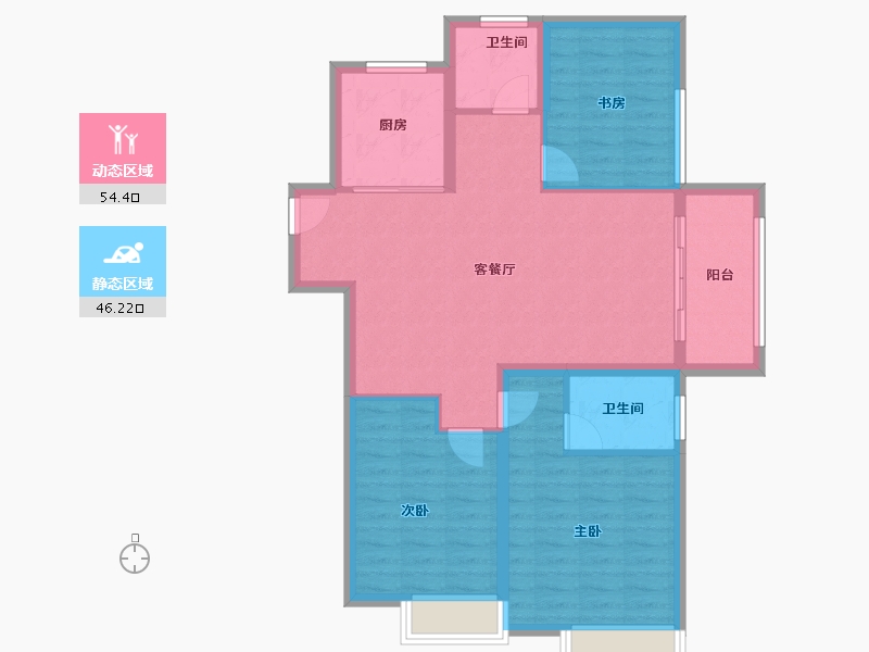 江苏省-无锡市-绿地四季印象-90.77-户型库-动静分区