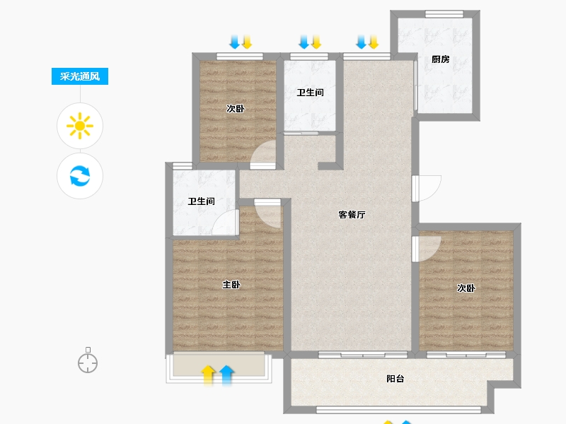 山东省-临沂市-恒弘城众望府-108.00-户型库-采光通风