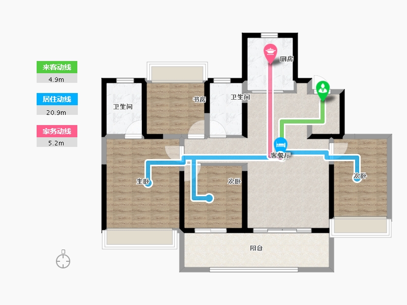 浙江省-温州市-鹿宸印-111.20-户型库-动静线