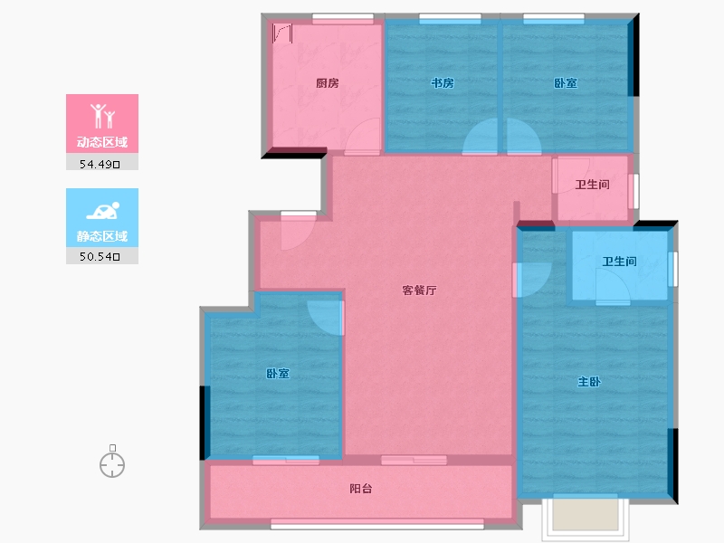 浙江省-绍兴市-江山和悦府-94.40-户型库-动静分区