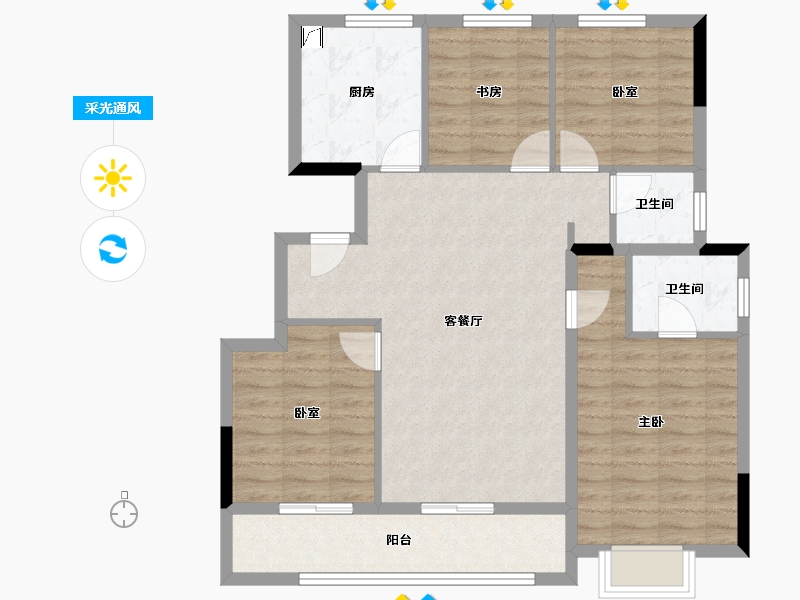 浙江省-绍兴市-江山和悦府-94.40-户型库-采光通风