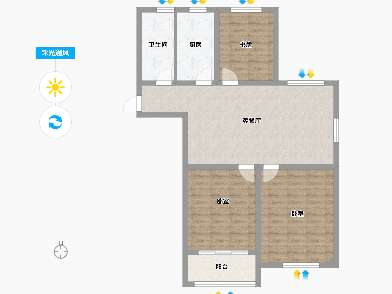 江苏省-无锡市-寺头家园-90.16-户型库-采光通风