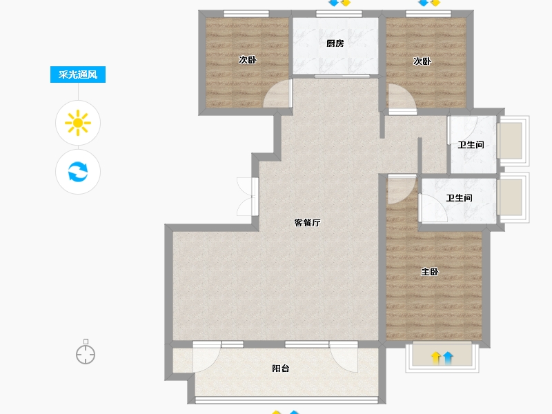 山东省-临沂市-泰鲁·时代城-104.01-户型库-采光通风