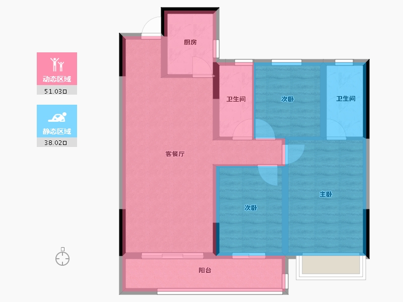 浙江省-温州市-九山金茂府-79.20-户型库-动静分区