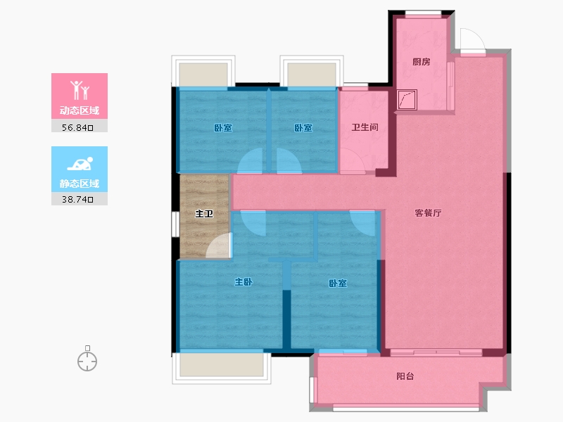 湖南省-长沙市-浏阳美的凤凰山-89.50-户型库-动静分区