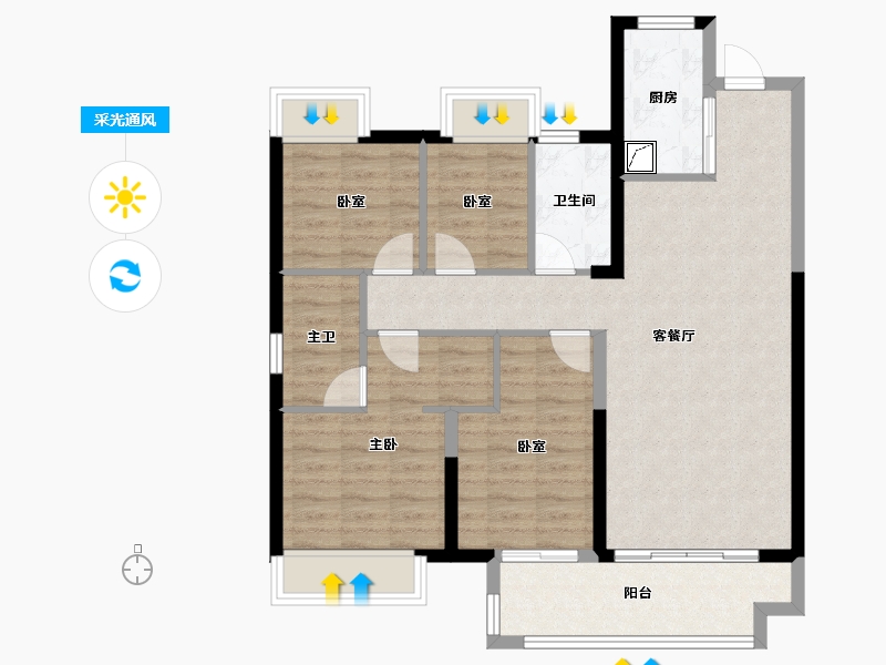 湖南省-长沙市-浏阳美的凤凰山-89.50-户型库-采光通风