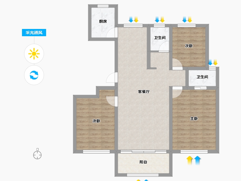 山东省-临沂市-迪尚华府-89.29-户型库-采光通风