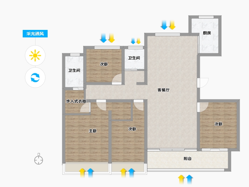 山东省-临沂市-恒弘城众望府-136.00-户型库-采光通风