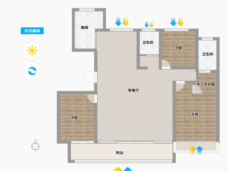 山东省-临沂市-恒弘城众望府-131.68-户型库-采光通风