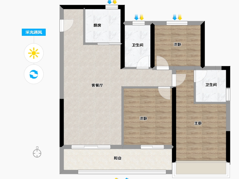 浙江省-温州市-鹿城之光-84.00-户型库-采光通风