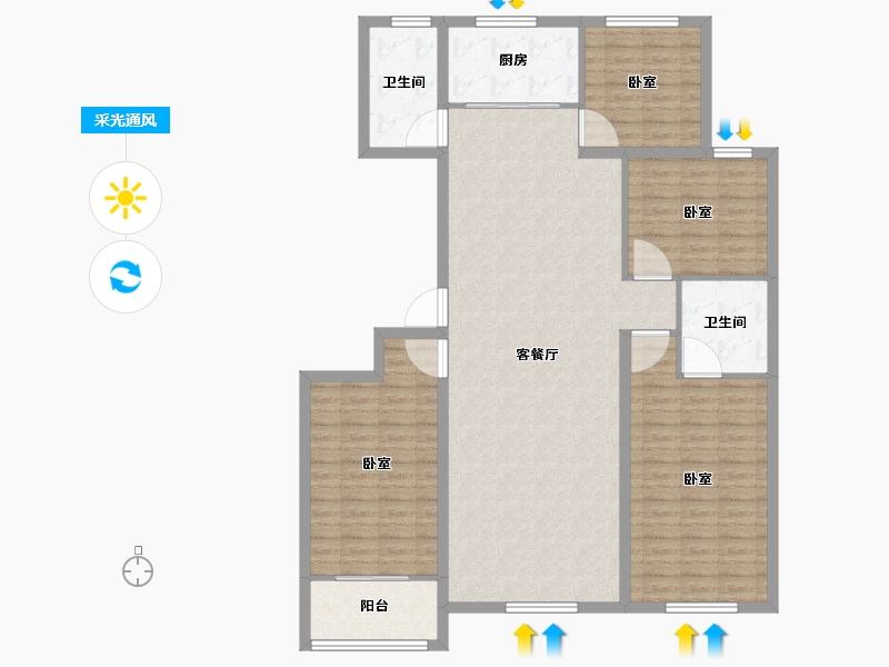 山东省-潍坊市-邦盛书香院-135.21-户型库-采光通风